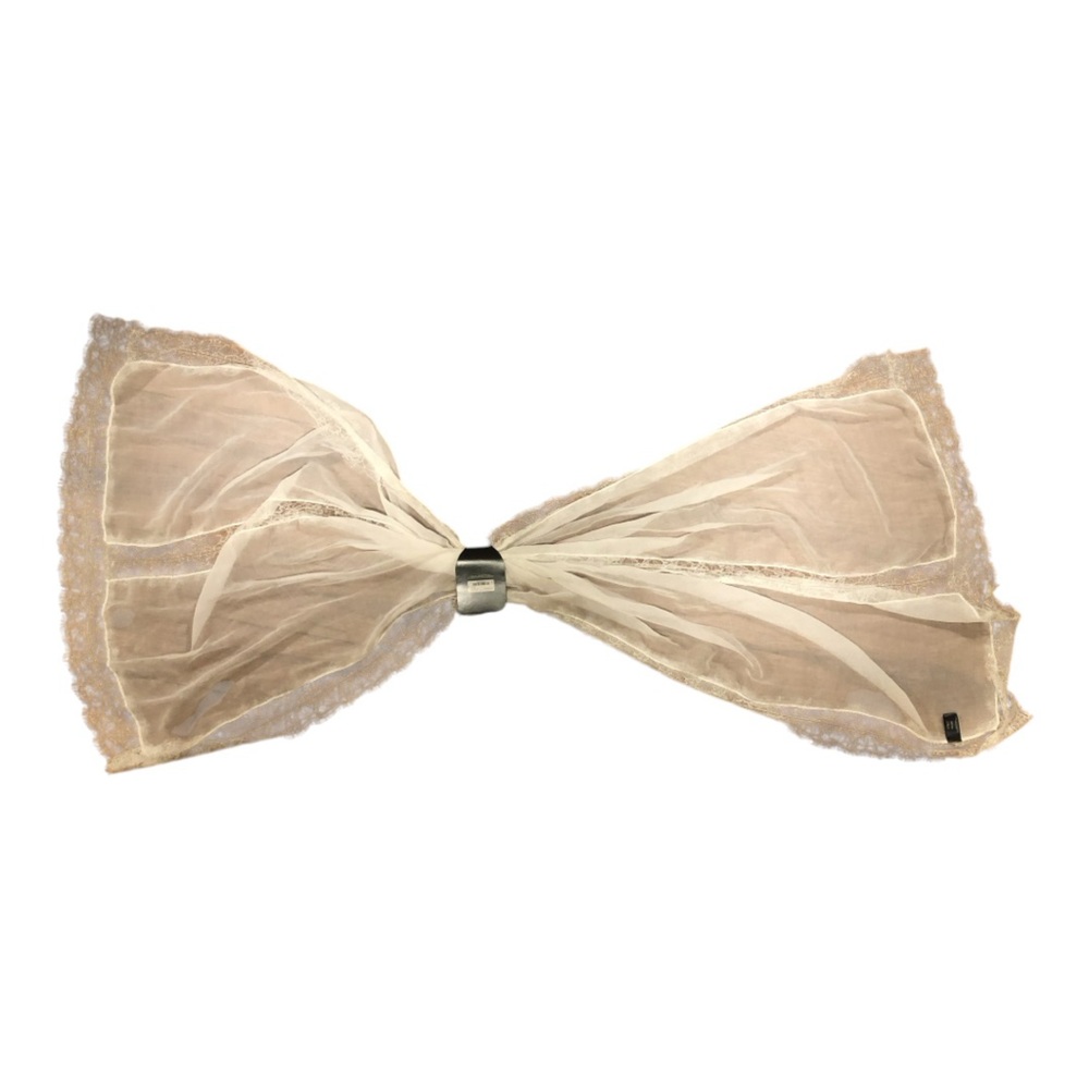 MIXIT Sheer White Lace Edges Oblong Scarf Wear Multiple Ways